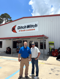 Andy Richards of KTSU America with Jamin Garidel at Ditch Witch South Louisiana open house.