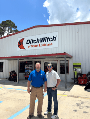 Andy Richards of KTSU America with Jamin Garidel at Ditch Witch South Louisiana open house.